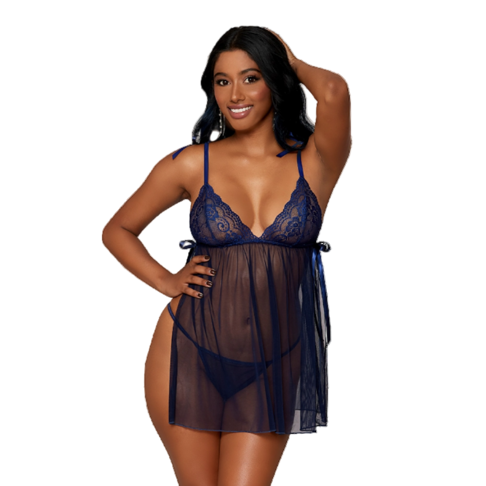 Bow-Tied Babydoll w/ Matching G-String