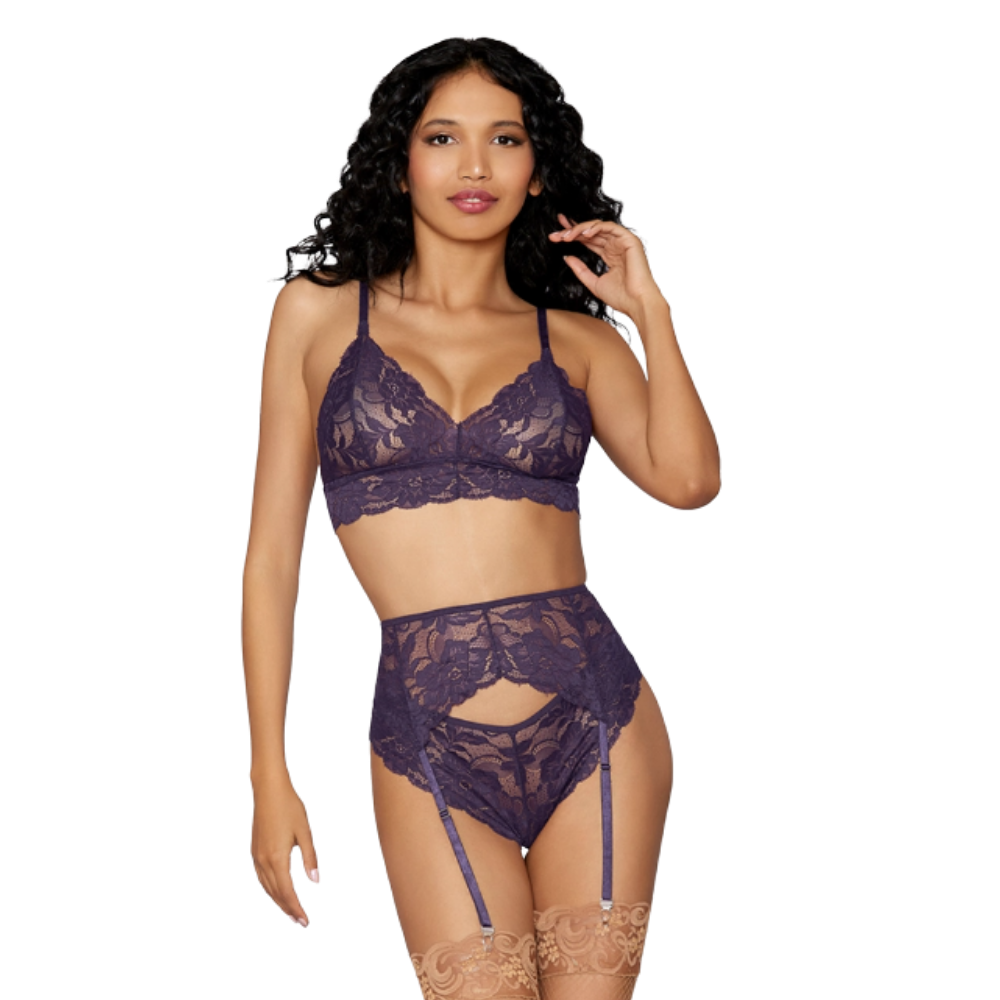 Lace Lingerie Trio - Indigo WAS $49