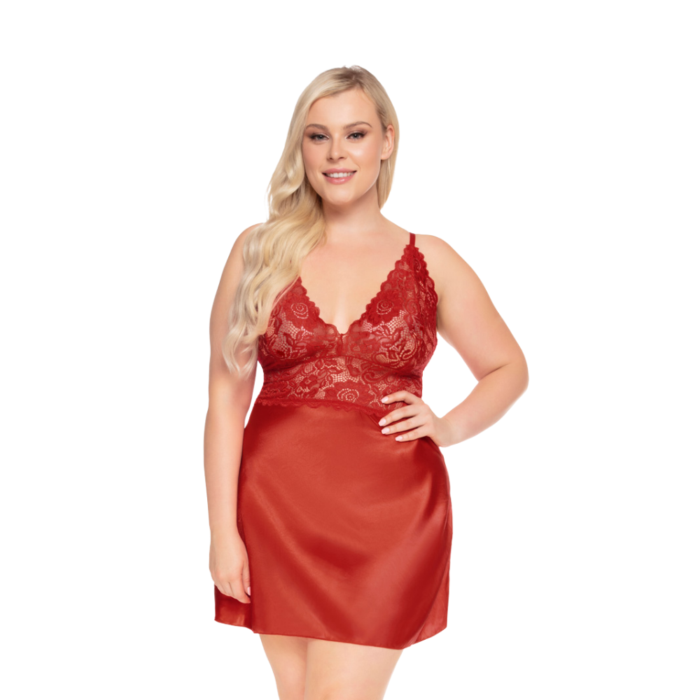 Ruby Satin & Lace Chemise WAS $49