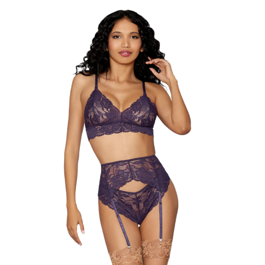 Lace Lingerie Trio - Indigo WAS $49