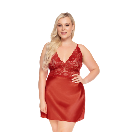 Ruby Satin & Lace Chemise WAS $49